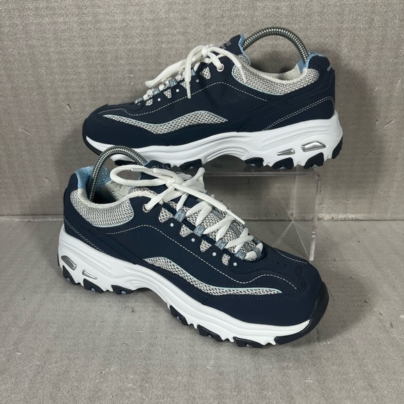 Skechers D'Lites Navy Lifesaver Wide Fit Air Cooled Memory Foam #11860EW SZ 9 - Picture 2 of 9